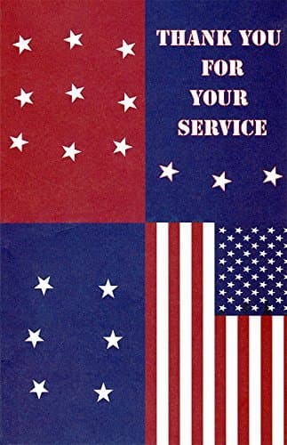 Patriotic Thank You For Your Service Greeting Cards in a Bulk 12 Pack