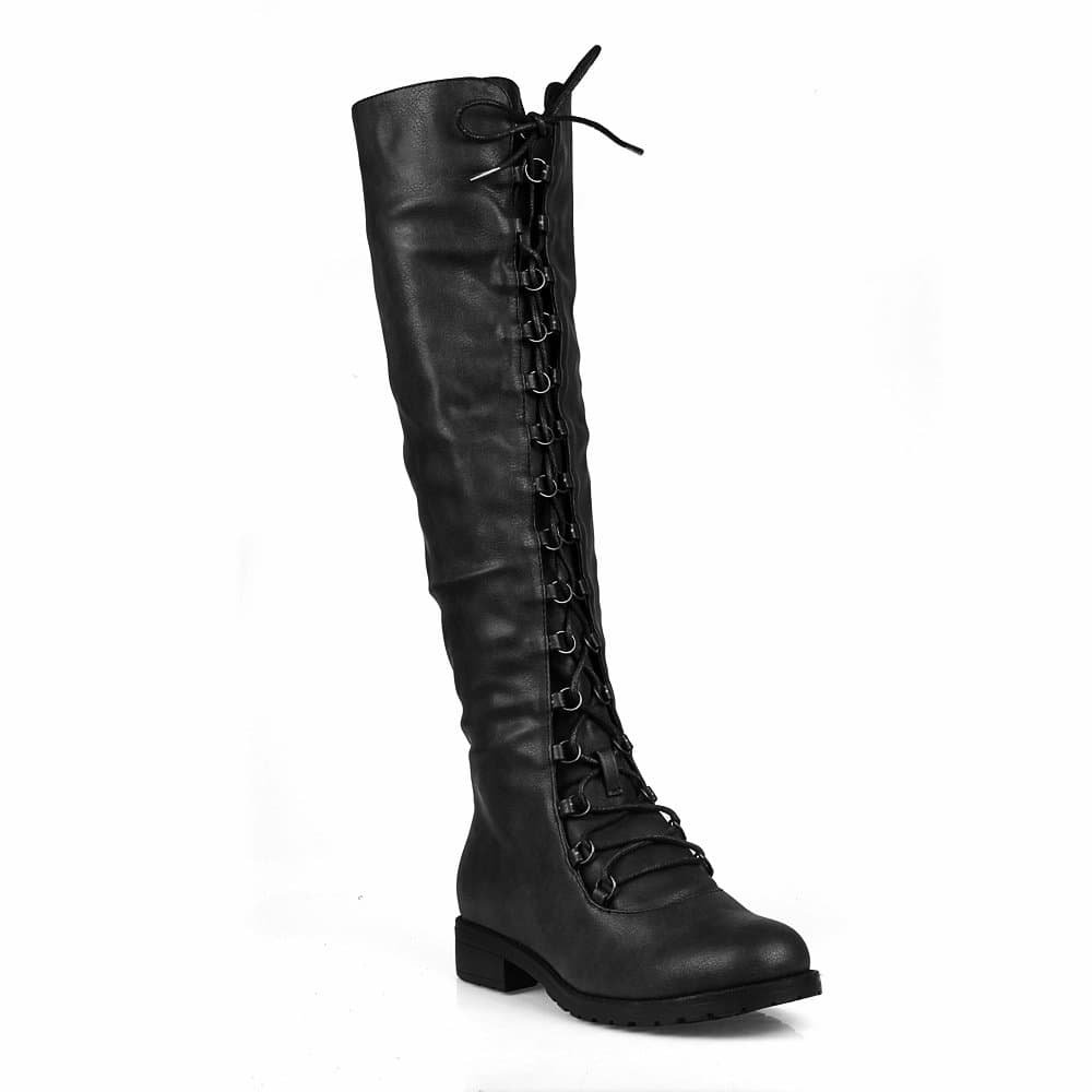 Farenhiet Travis 05B Womens Knee High Lace Up Combat Boots