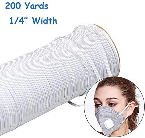 200-Yards Length 1/4 Inch Elastic for Sewing/DIY Elastic Cord/Elastic Bands for Sewing/Elastic String for Masks,Weaving, Crafts, Jewelry-White