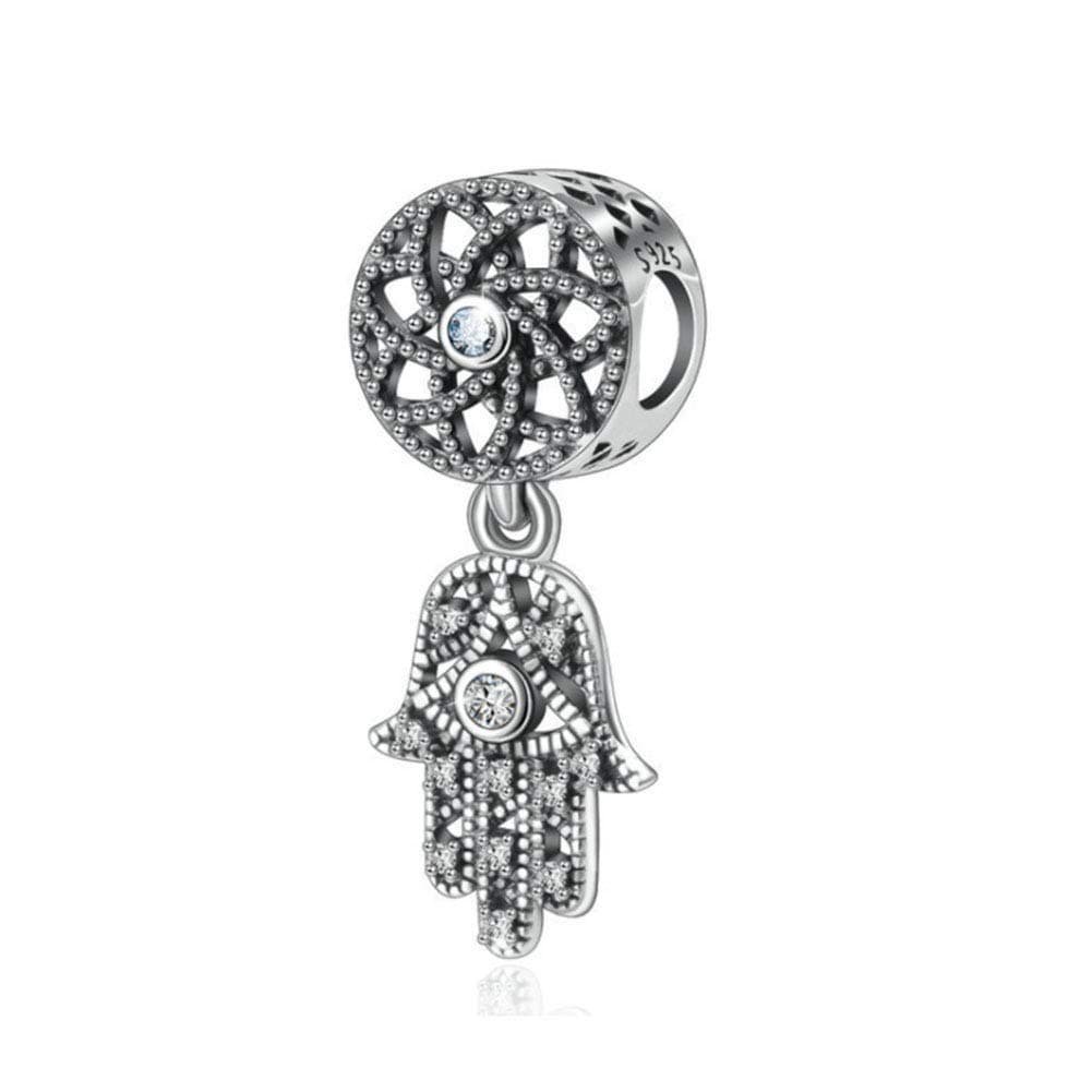 Hand of Fatima Charm 925 Sterling Silver Hamsa Charm Anniversary Charm for Pandora Charm Bracelet