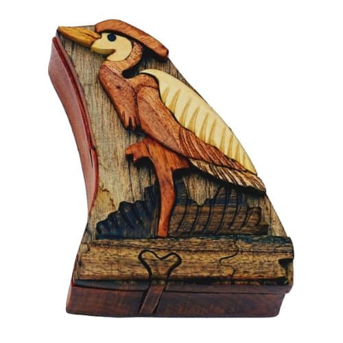Handmade Wooden Intarsia TRICK SECRET Heron 1 Bird Puzzle Box (3236)
