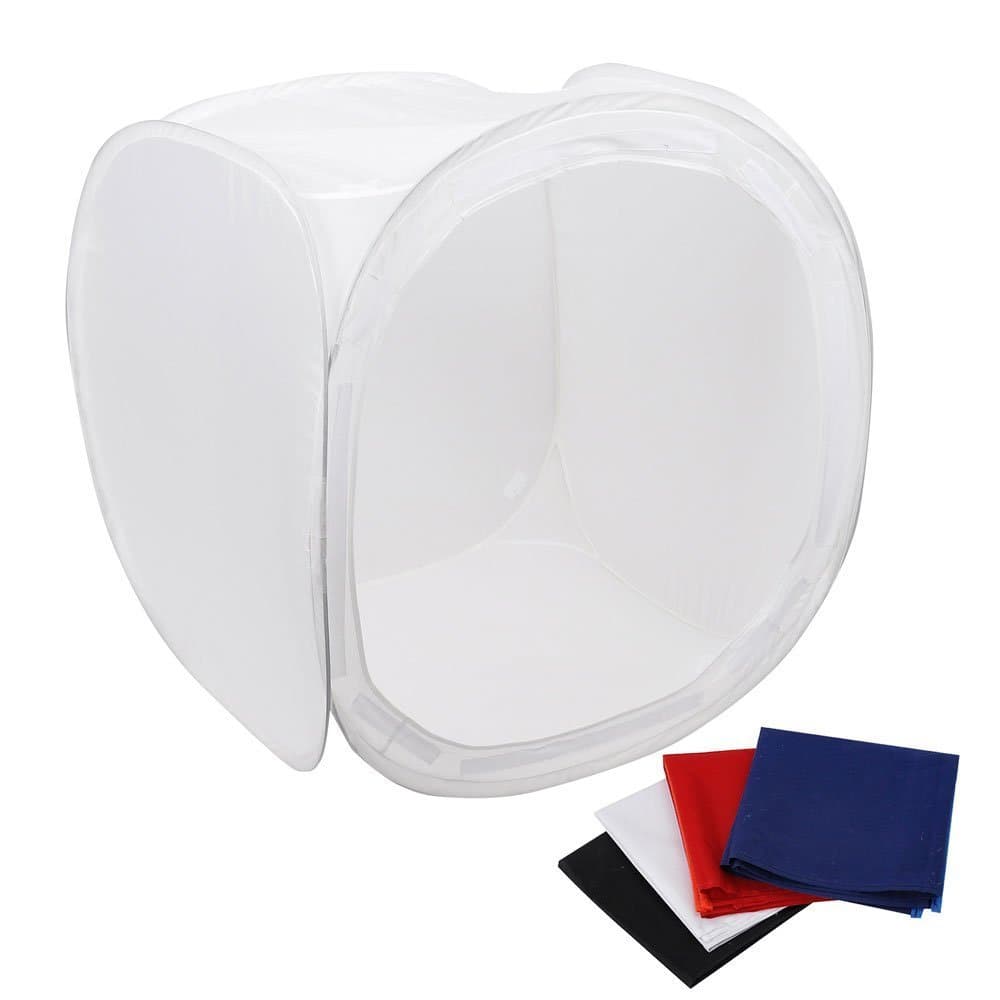 Vnosdalgi 24 inch/60x60x60 cm Portable Photo Studio Light Shooting Tent + 4 Backdrops (Black White Red Blue) + Carry Case for Pro Pictures