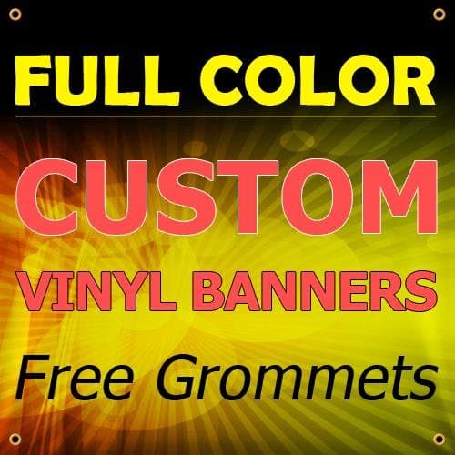 3' x 15' Custom Full Color Vinyl Banners Indoor/Outdoor Personalized Banners with Grommets Custom Vinyl Party/Birthday Banner with True Solvent Ink Signs