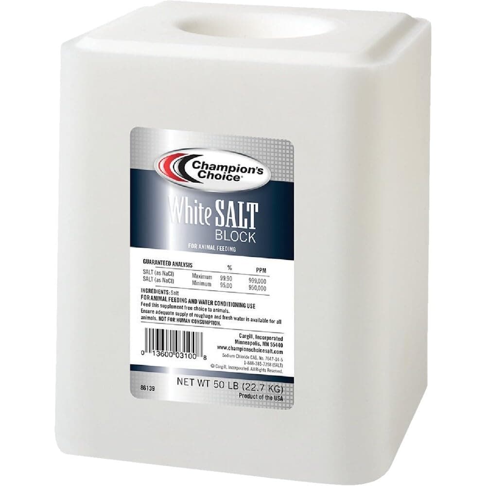 Champions Choice Plain White Salt Block 50 Lb.