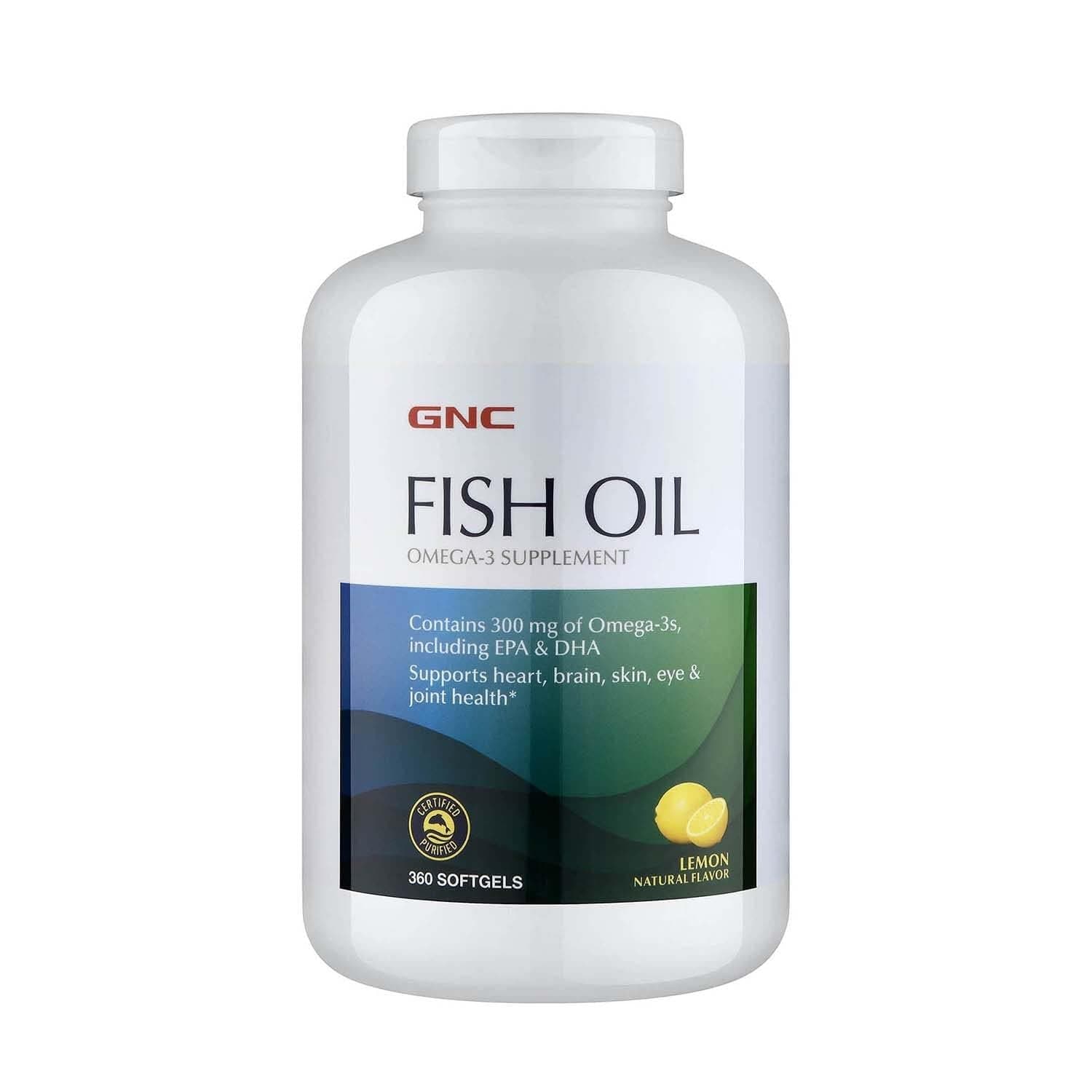 Fish Oil | Omega-3 Supplement, Supports Heart, Brain, Skin, Eye & Joint Health | Lemon | 360 Softgels