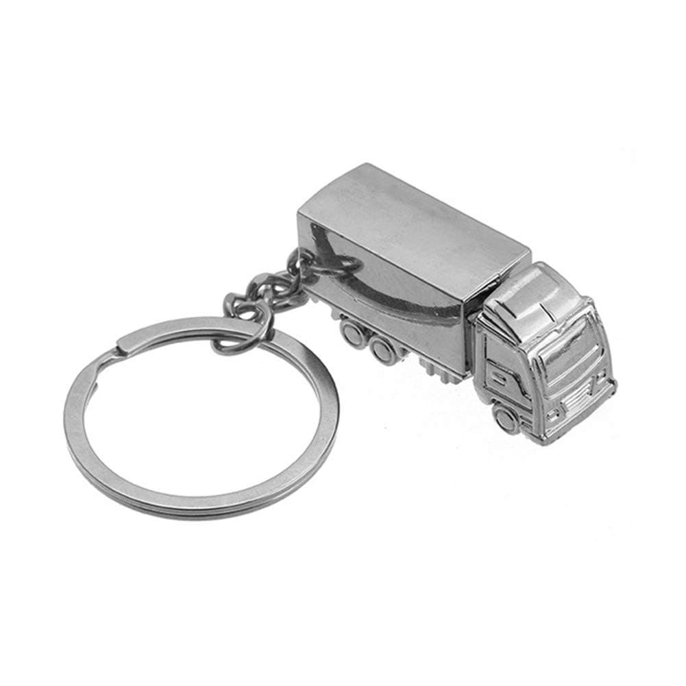 Cute Truck Keyrings Lorry Key Racks Men Car Metal Key Ring Hoops Keyfob Silver 3D Keychains Creative Lovely Key Holders Finder