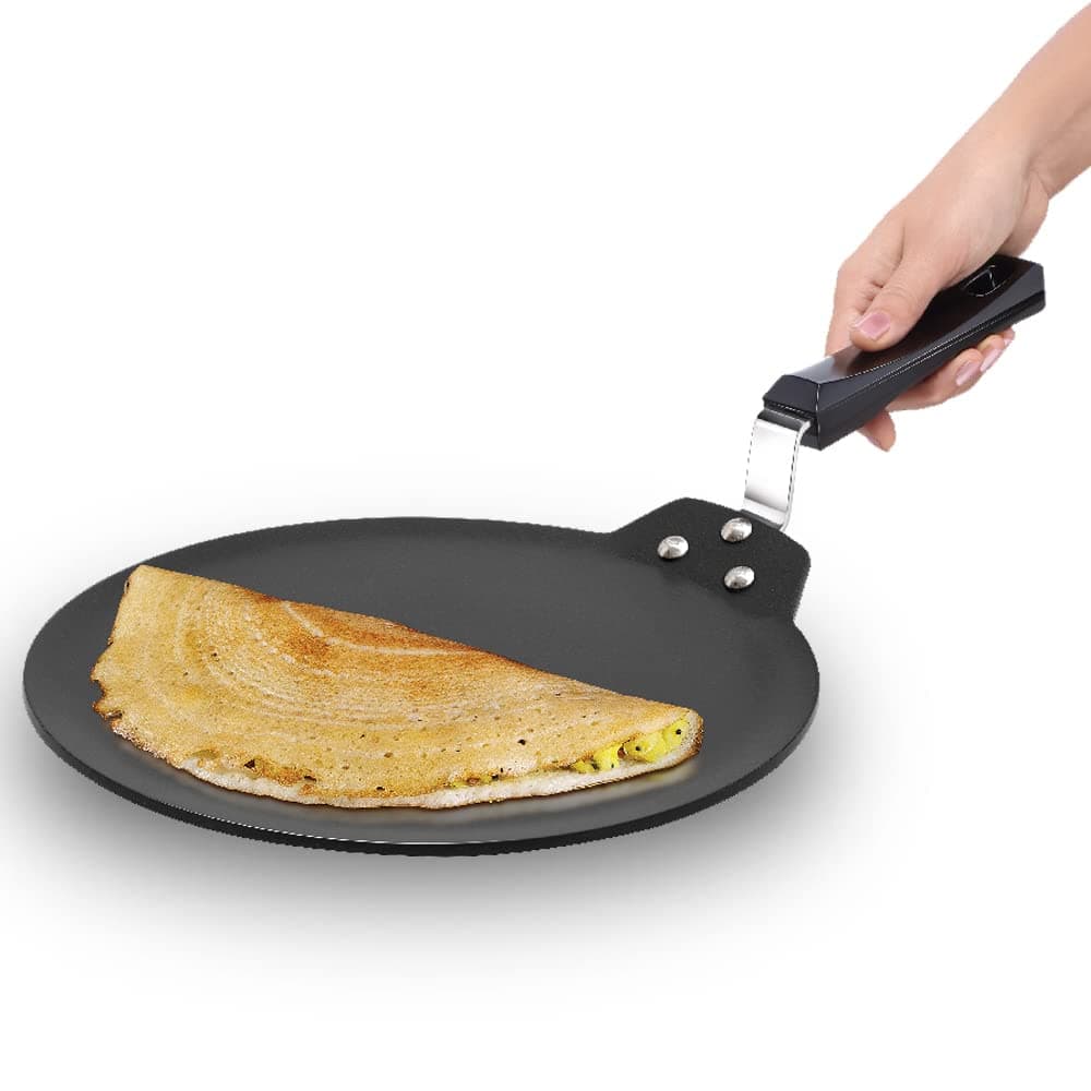 Futura 28 cm Dosa Tava, Non Stick Dosa Tawa, Induction Dosa Tawa, Black (INDT28)