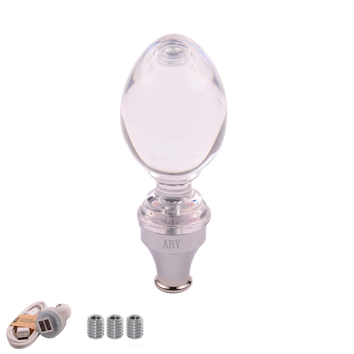 Crystal Touch Activated Multi-Color LED Light Illuminated Gear Stick Shift Shifter Knob Fit for Car Manual Transmission and Automatic Transmission Without Lock Button