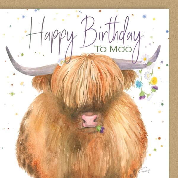 Happy Birthday to Moo Highland Cow Card