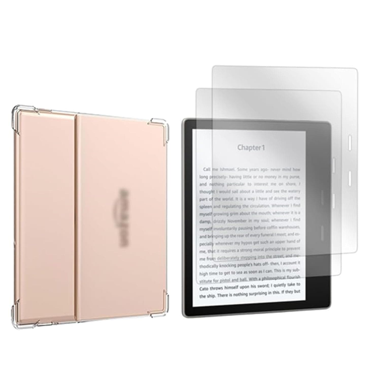 JENKEM compatible for Kindle Oasis Case 7" 10th Generation 2019/9th Generation E-Reader 2017, Reinforced Corners Bumper Slim Soft Clear TPU Back Cover with Screen Protectors Film Guards (1+2PACK)