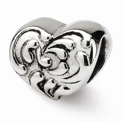 Sterling Silver Reflections Scroll Heart Bead