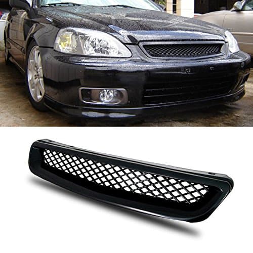 Fit 96-98 Civic Coupe/Hatchback/Sedan JDM T-R Type Black ABS Grill Front Mesh Hood Grille
