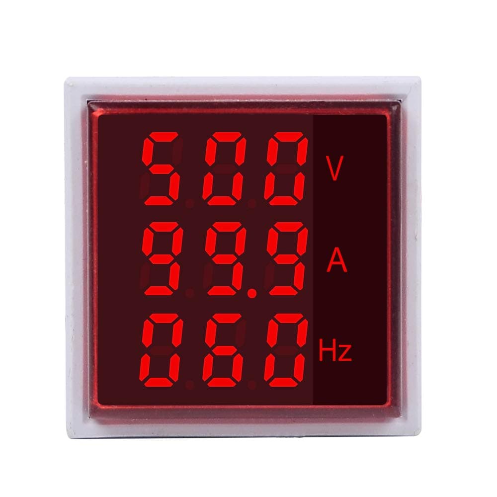 - Microtail Direct AC Voltage+Current+Frequency Meter LED Display Voltmeter-Ammeter-Hertz Range 600V, 0-100A,0-50Hz (Red)