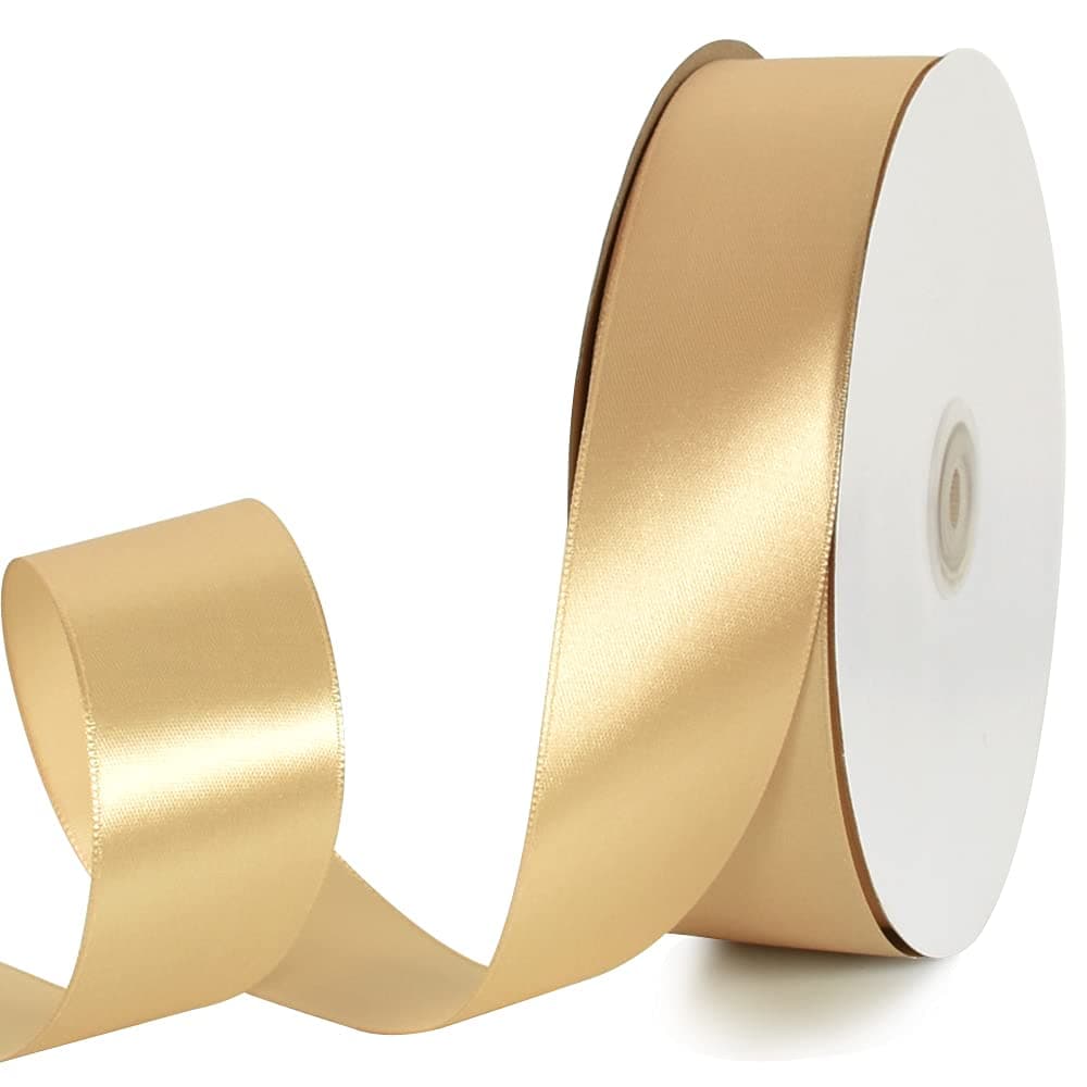 TONIFUL Gold Satin Ribbons - 1-1/2 Inch 100 Yards Satin Ribbons for Gift Wrapping Flowers Bouquets Wrapping for Chair Sash Birthday Valentine's Day Wedding Christmas Party Decorations