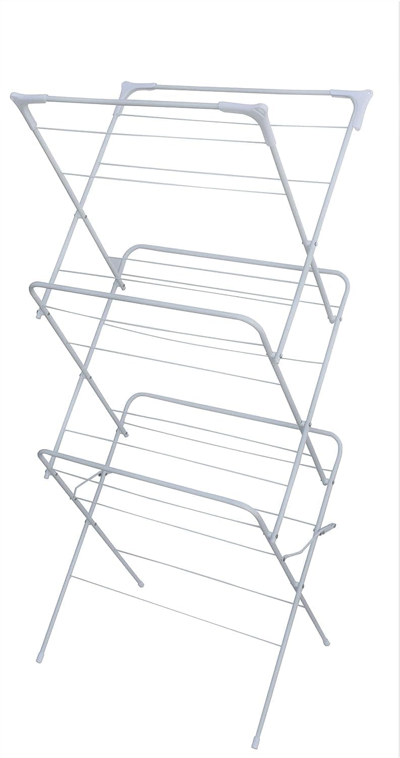 HH Home Hut Indoor Clothes Airer Drying Rack - 3 Tier Folding Laundry Maiden Rack, Dryer Rack, Clothes Horse, Airing Clothes, Foldable, Compact and Sutiable For Outdoor