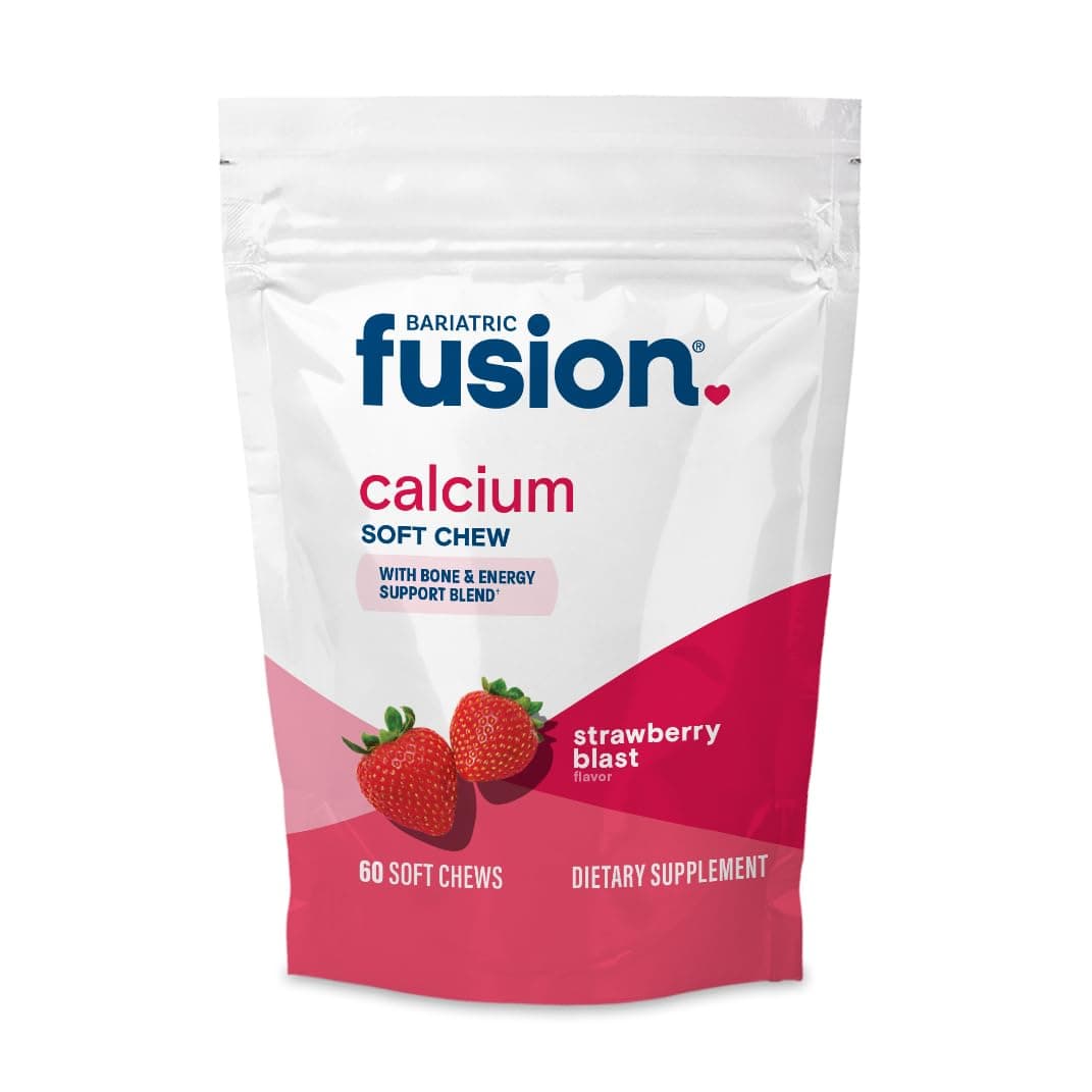 Bariatric Calcium Supplement Chews | Calcium Citrate with Vitamin D3 Bariatric Vitamin | Sugar Free Chewable | 500mg | Strawberry | 60 Count