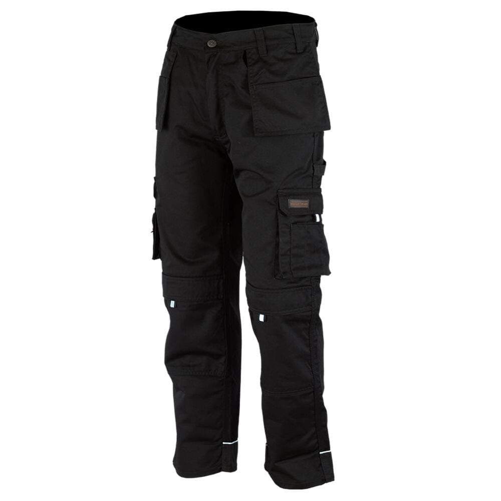 Men Pro-11 Work Trousers Black - Heavy Duty Safety Combat Cargo Pant - Multi Pockets & Knee Pad Pockets - Triple Stitched -Durable Work wear (28W-48W)