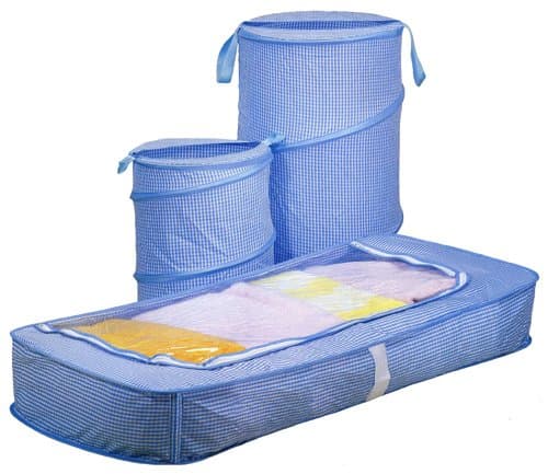 Neat 4 Less 3 Piece Gingham Storage Set - Underbed, Basket, Hamper