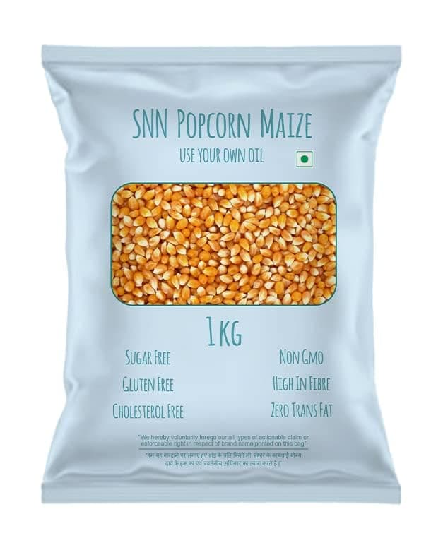 SNN Popcorn Maize Kernels 1kg | Imported Raw Popcorn | High Expansion | Ready to Cook | Butterfly Kernels