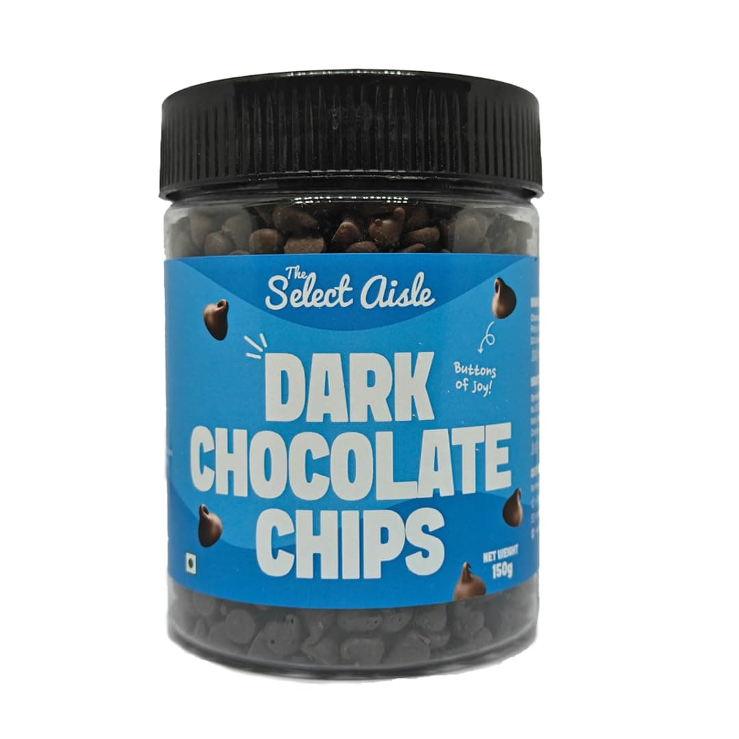 The Select Aisle Dark Chocolate Chips 150g | Dark Chocolate Compound Choco Chips for Baking, Cakes, Cookies, Overnight Oats, Ice Creams & Desserts, Cake Decoration