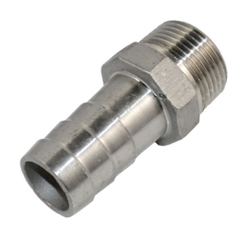 SS304 Thread Hose Pipe Fitting Male x Barb Hose Tail Stainless Steel Connector NPT (1" x 25MM)