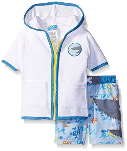 Sol Swim Boys' Toddler Shark Swim Terry Cover-up Set