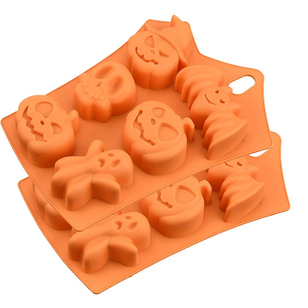 Novel iced chocolate silicone mold, Halloween bat and pumpkin,Set of 2