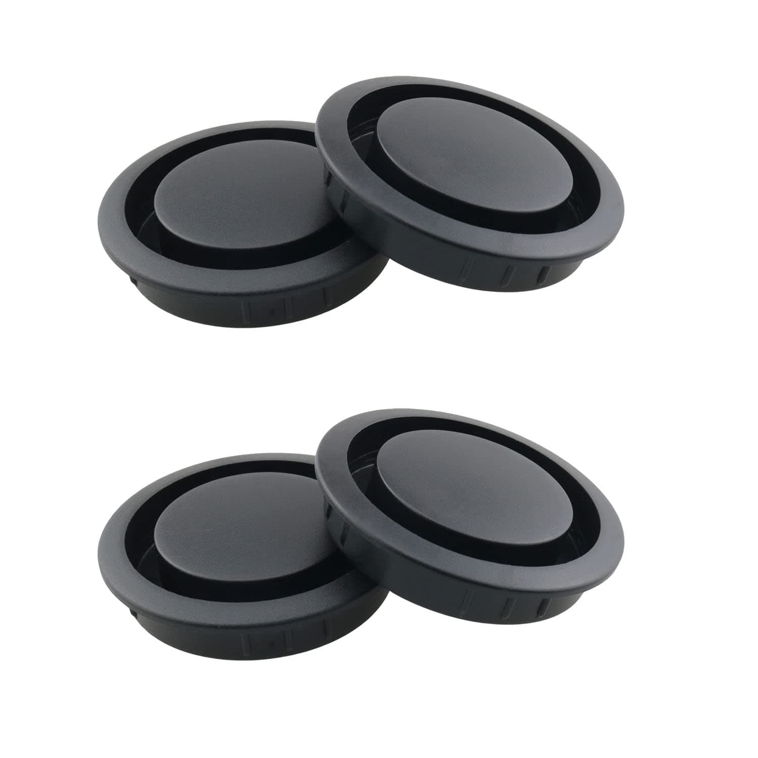 HJGarden 4PCS 50mm/2" Round Plastic Air Vent Ventilation Furniture Cabinet Closet Invisible Grille Cover Diffuser Ventilation Hole, Black