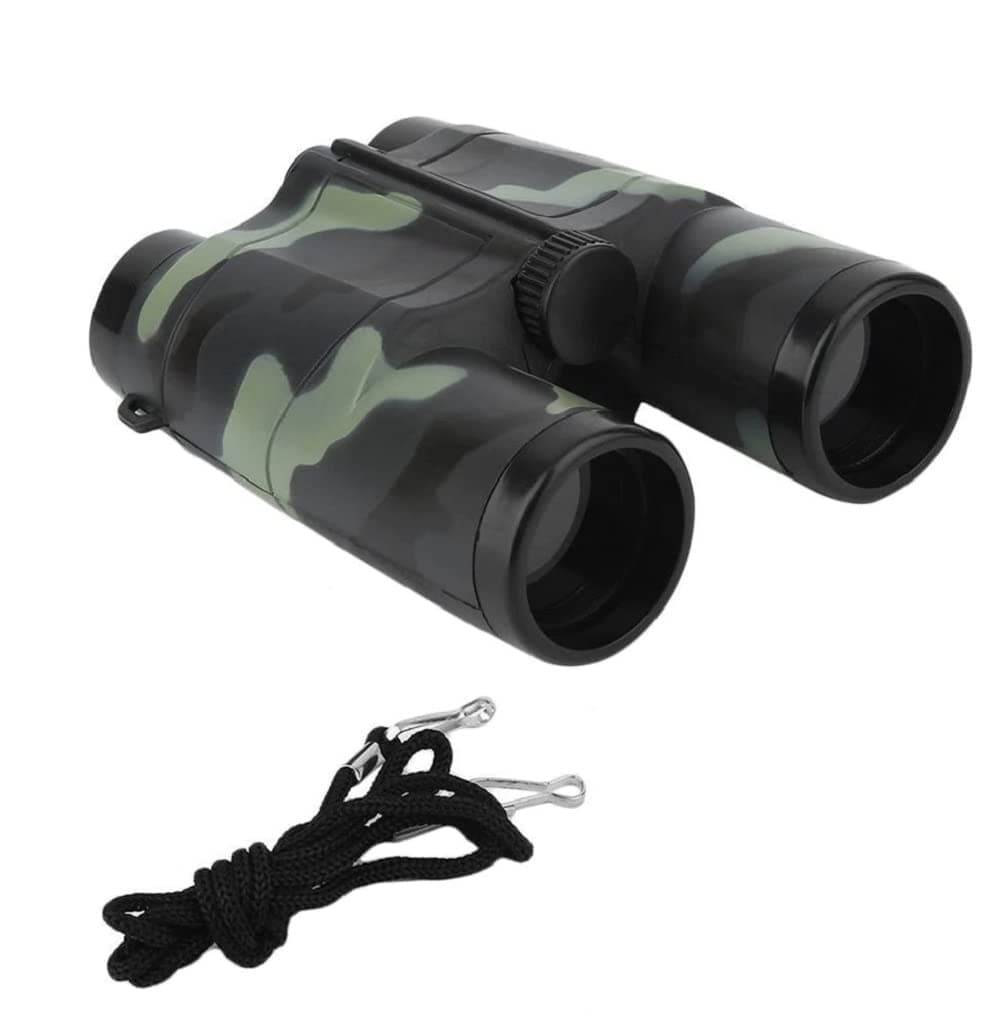 VGRASSP Compact and Portable Army Style Binoculars Toy for Kids - Birdwatching Outdoor Observing Sports - Easy Focus Spy Gear Telescopic Binocular Toy with Neck String