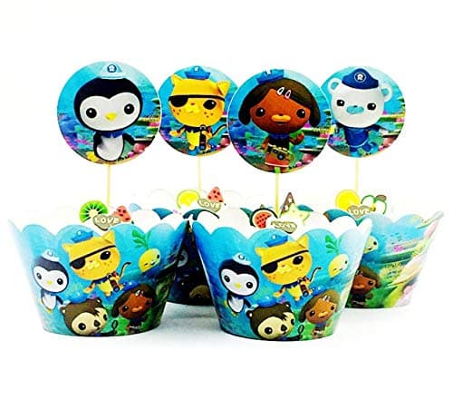 Astra Gourmet 24pc Octonauts Cupcake Wrappers and Toppers for Birthday Party Event Decor