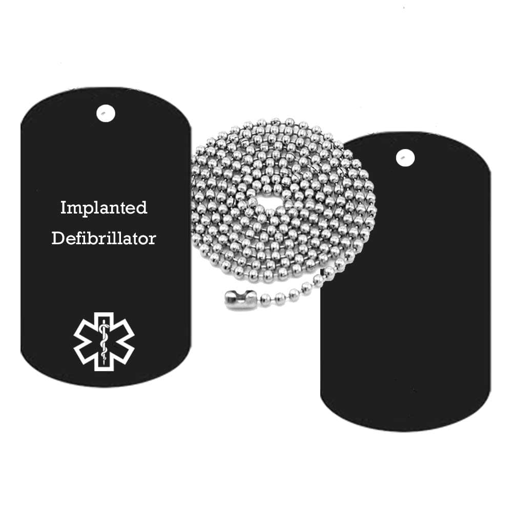 Implanted Defibrillator Medical Alert ID Dog Tag Pendant in Anodized Aluminum