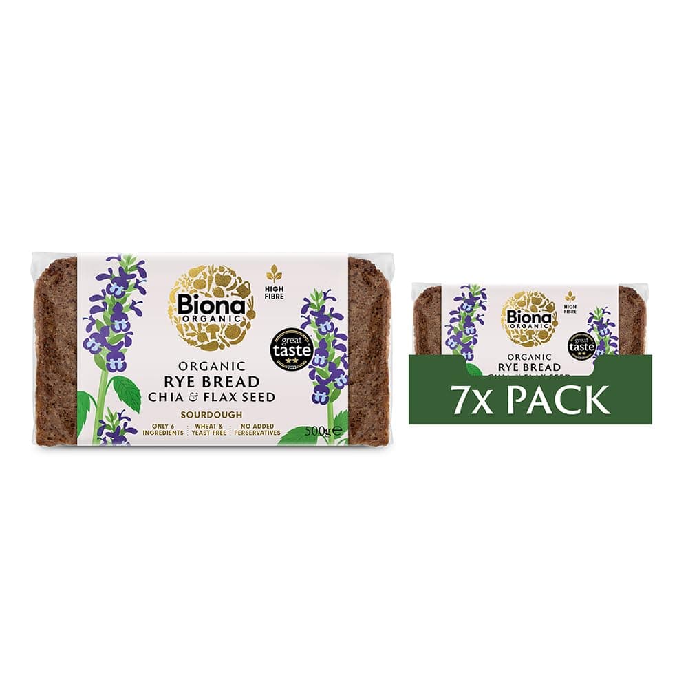 Biona Rye Chia and Flax Bread Organic 500g (Pack of 7)