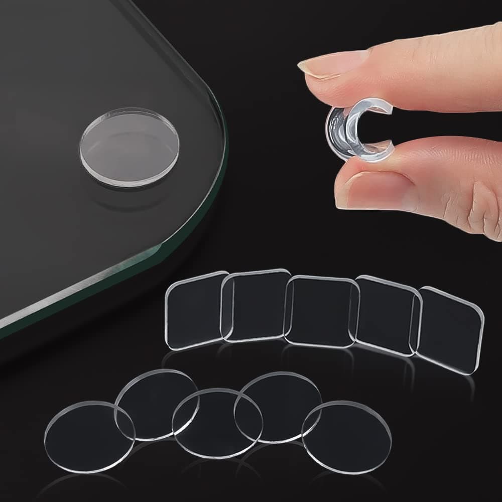 Extremely Soft Glass Table Top Bumper, Anti Slide and Scratch for Glass Table, Transparent Non-Adhesive Rubber Pads for Glass Table Top Spacer. to Avoid The Movement of Glass (Round & Square, 40 PCS)