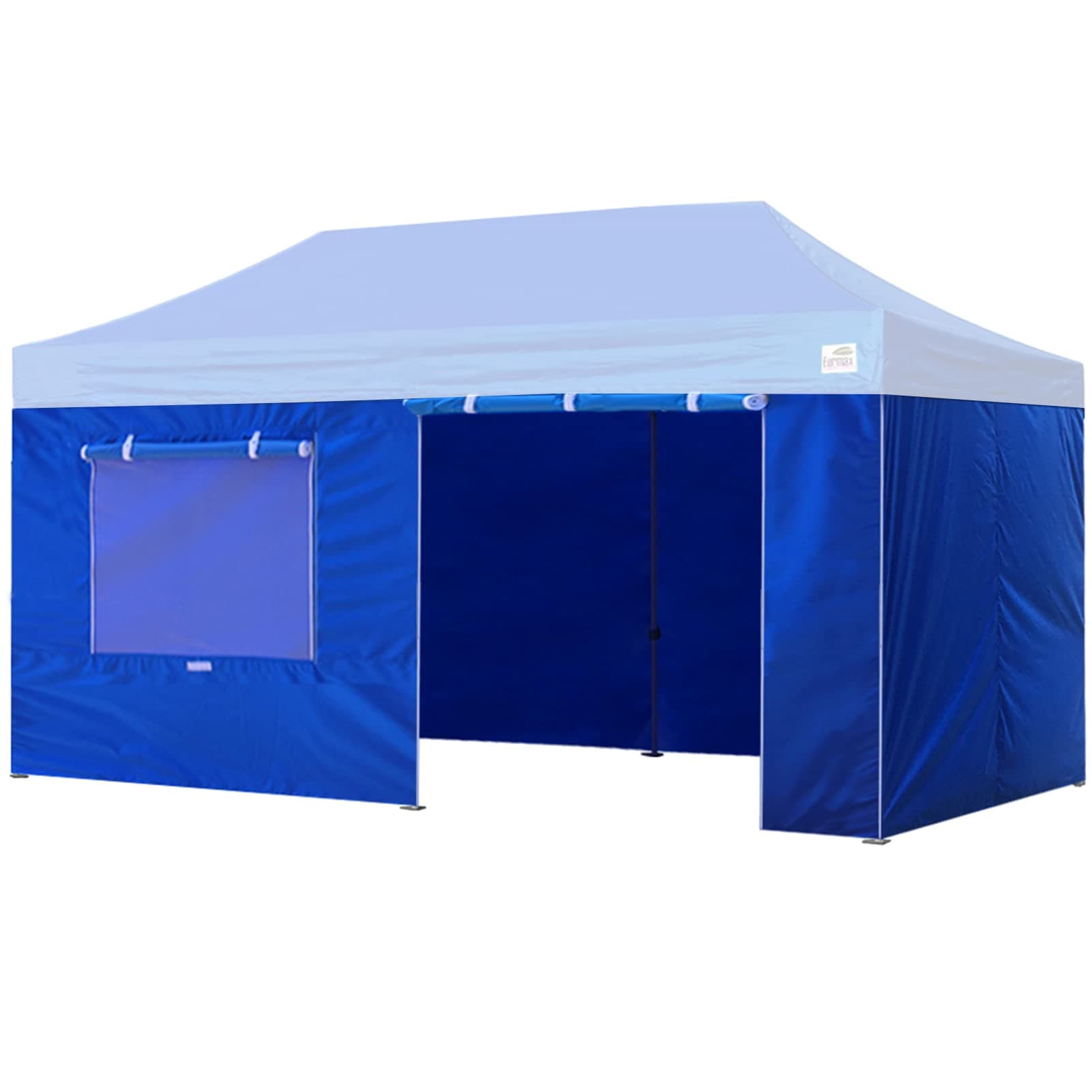Eurmax USA Full Zippered Walls For 10 x 20 Easy Pop Up Canopy Tent,Enclosure Sidewall Kit with Roller Up Mesh Window and Door 4 Walls ONLY,NOT Including Frame and Top(Blue)