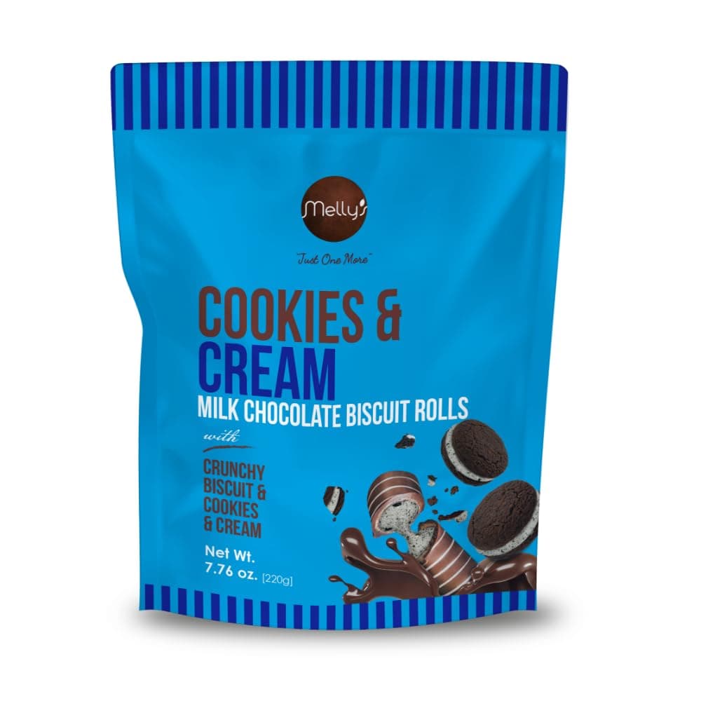 Melly's Milk Chocolate Crunchy Biscuit Rolls - Cookies & Cream, 220g