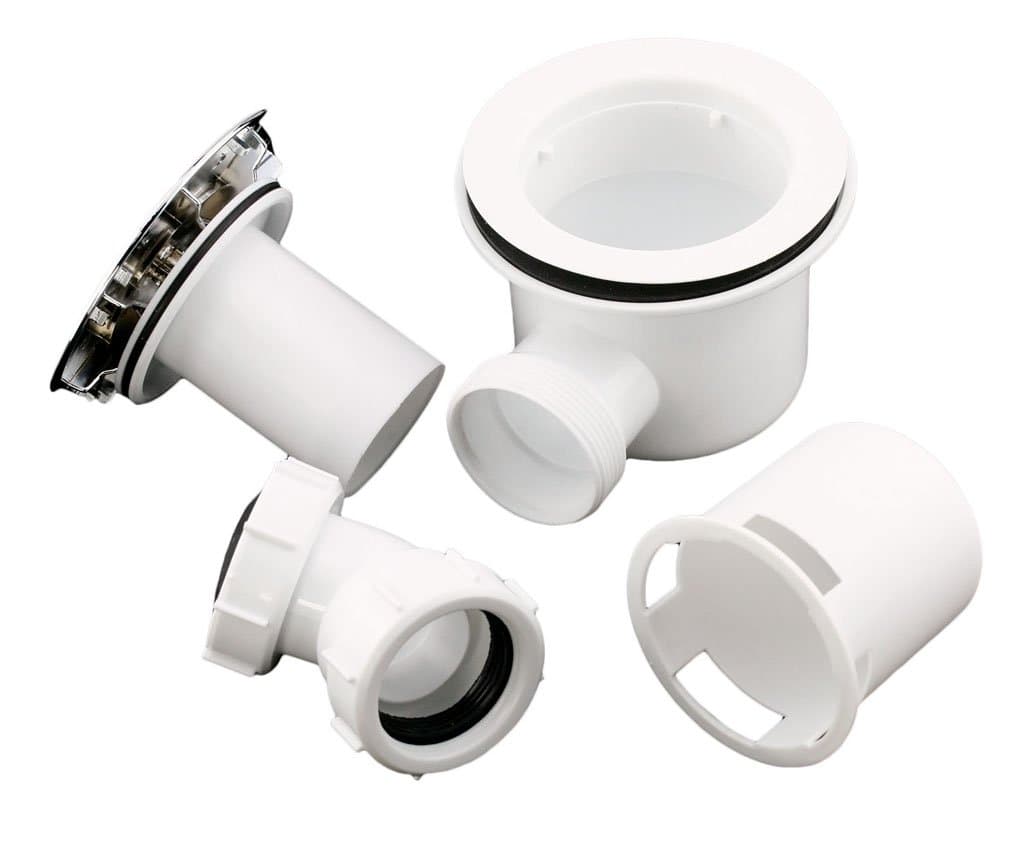 90mm Fast Flow Easy Clean shower enclosure tray waste & chrome effect cap