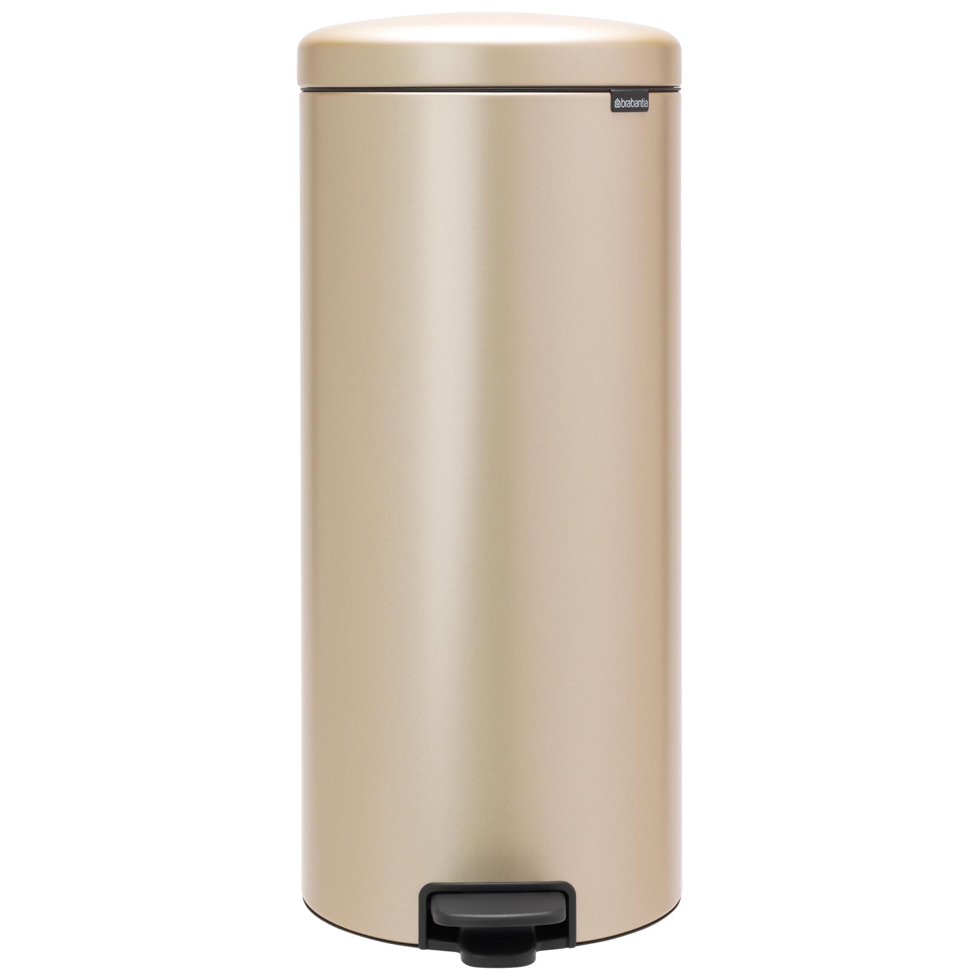 – Brabantia NewIcon Pedal Bin 30 L (Metallic Gold) Soft-Closure Kitchen Rubbish Bin with Removable Inner Bucket + Free Bin Bags