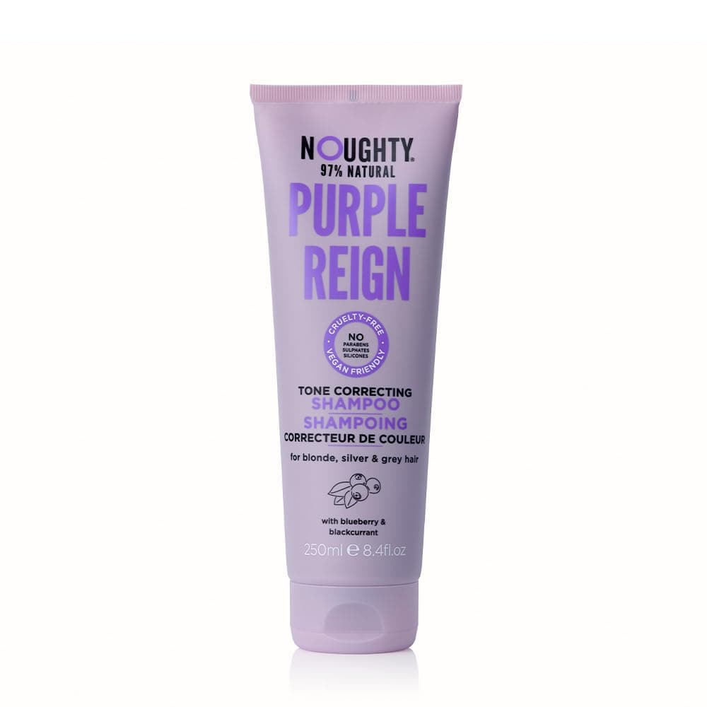 Noughty 97% Natural, Purple Reign Tone Correcting Shampoo, 97% Natural Sulphate Free Vegan Haircare, for Blonde, Grey or Silver Hair, with Blueberry & Blackcurrent 250ml