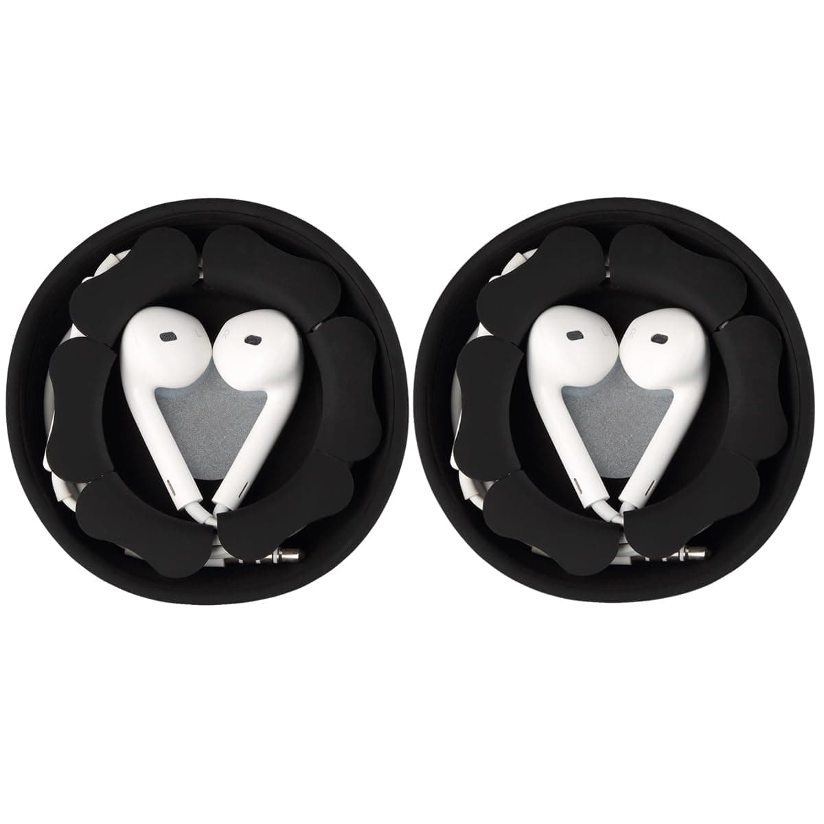 MAIRUI Wired Earbud Case 2 Pack Earphone Headphone Cord Organizer Earbuds Wrap Soft Silicone Magnetic Holder Storage Tangle Free Cable Winder(2 Black)