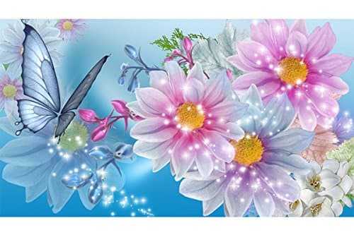 Mobicus 5D DIY Diamond Painting,by Number Kits Crafts & Sewing Cross Stitch,Wall Stickers for Living Room Decoration,Butterfly(30X45CM/12X18inch)