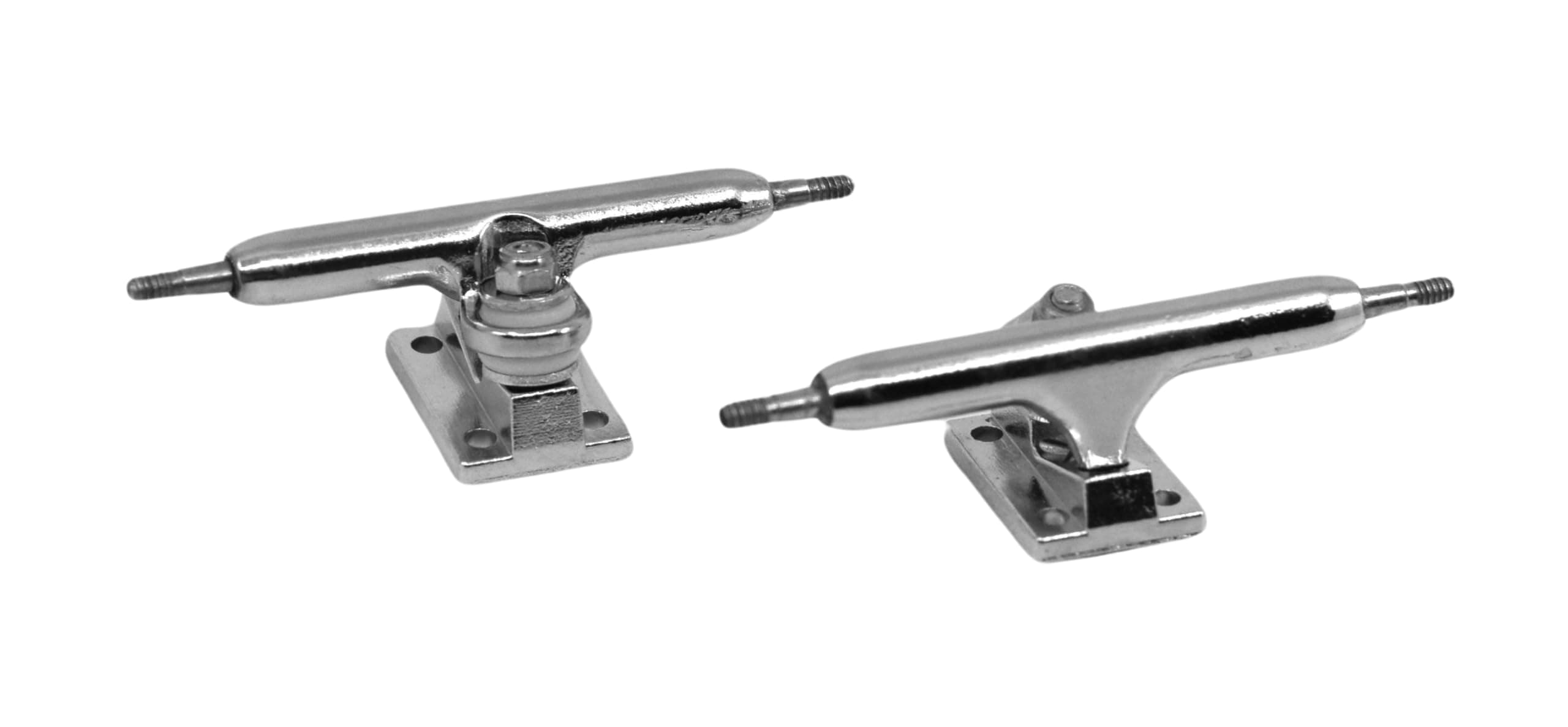 Teak Tuning Professional Shaped Prodigy Trucks with Upgraded Lock Nuts - 32mm Wide - Silver Chrome Colorway