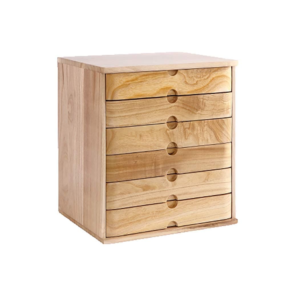 FPigSHS File cabinet Office desktop storage box Shelf Data frame Solid wood 6 floor storage box Small chest of drawers Put A4 paper (Color : B)
