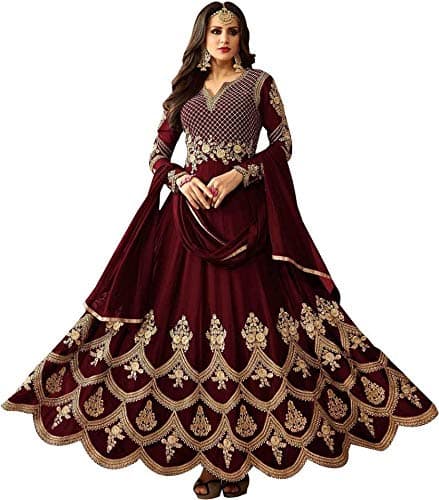 Nir Fashion Women's Faux Georgette Anarkali Suit(Purple_ Free Size)