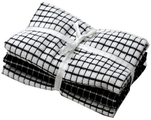 Towelsdirect 3 Pack - Mono Black/White 40cm x 65cm 3 PACK EGYPTIAN TERRY TEA TOWEL