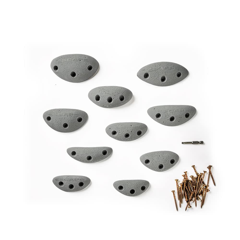Escape Climbing 10 Screw-On Jugs | Premium Plastic Rock Climbing Holds Designed for Beginners | Ideal Holds for Kids Climbing Wall | Easy To Install | Installation Hardware Included