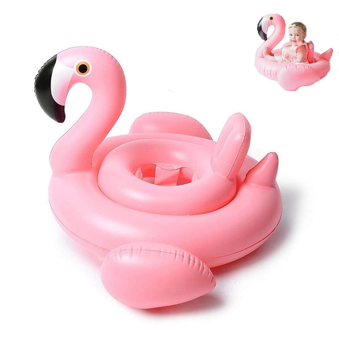Loveyikee Pink Flamingo White Swan Baby Swim Ride-On Float Swimming Pool Toys Inflatable Swimming Ring for Kids Perfect for Summer Play Pool Toys for Baby (Pink Flamingo)