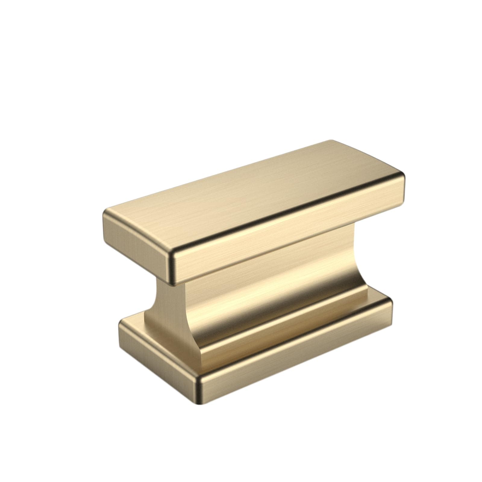 Amerdeco10 Pack Gold Cabinet Knobs 1.46 Inch(37mm) Single Hole Cabinet Handles Rectangle Dresser Knobs Brushed Brass Drawer Knobs and Pulls for Bathroom Cabinets