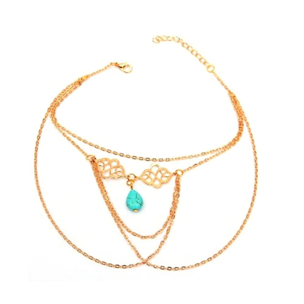 Turquoise Drop Arm Harness Slave Chain Upper Armband Cuff Armlet Bracelet