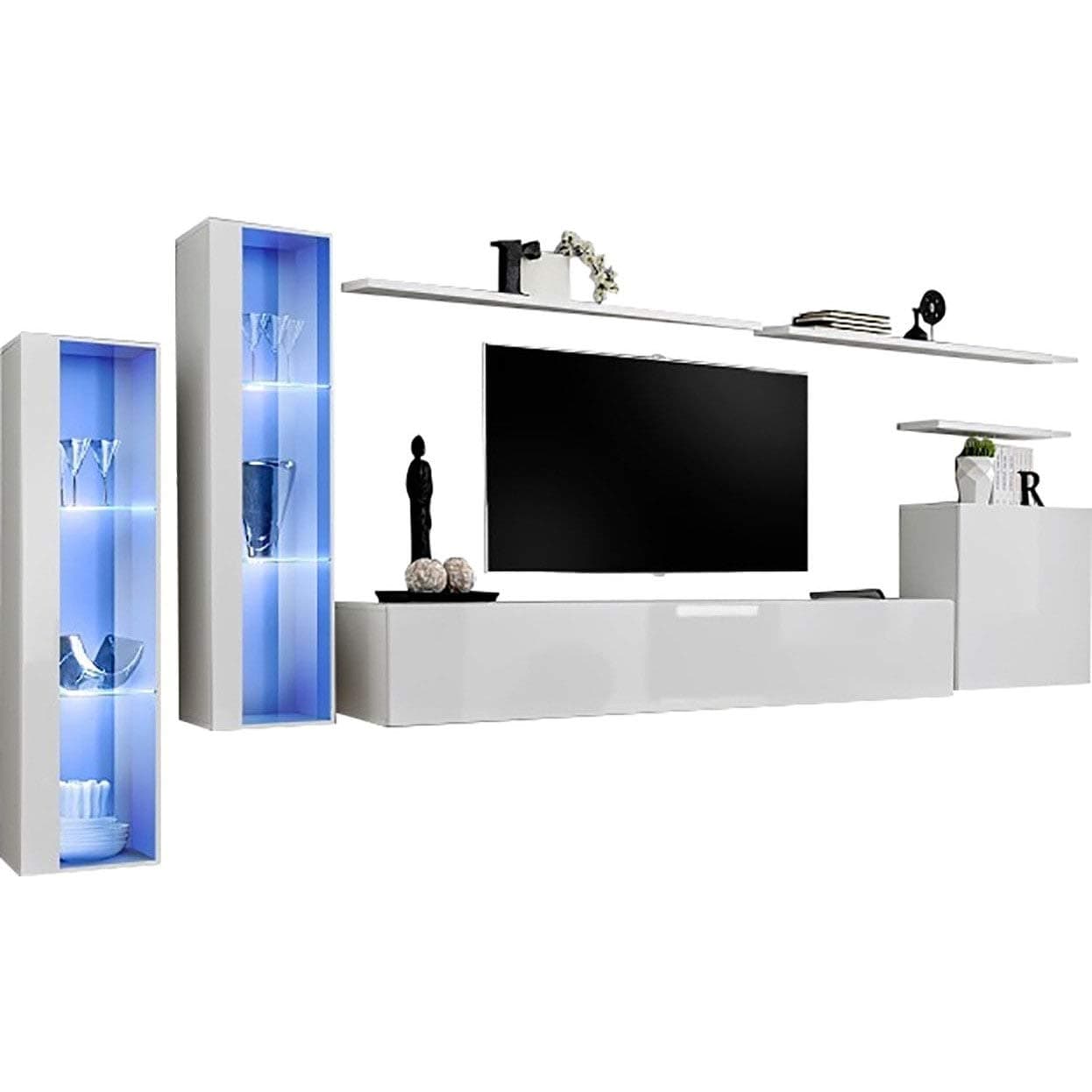 Lumina 11 Modern tv entertainment center/modern home furniture wall units/Color (White & White)