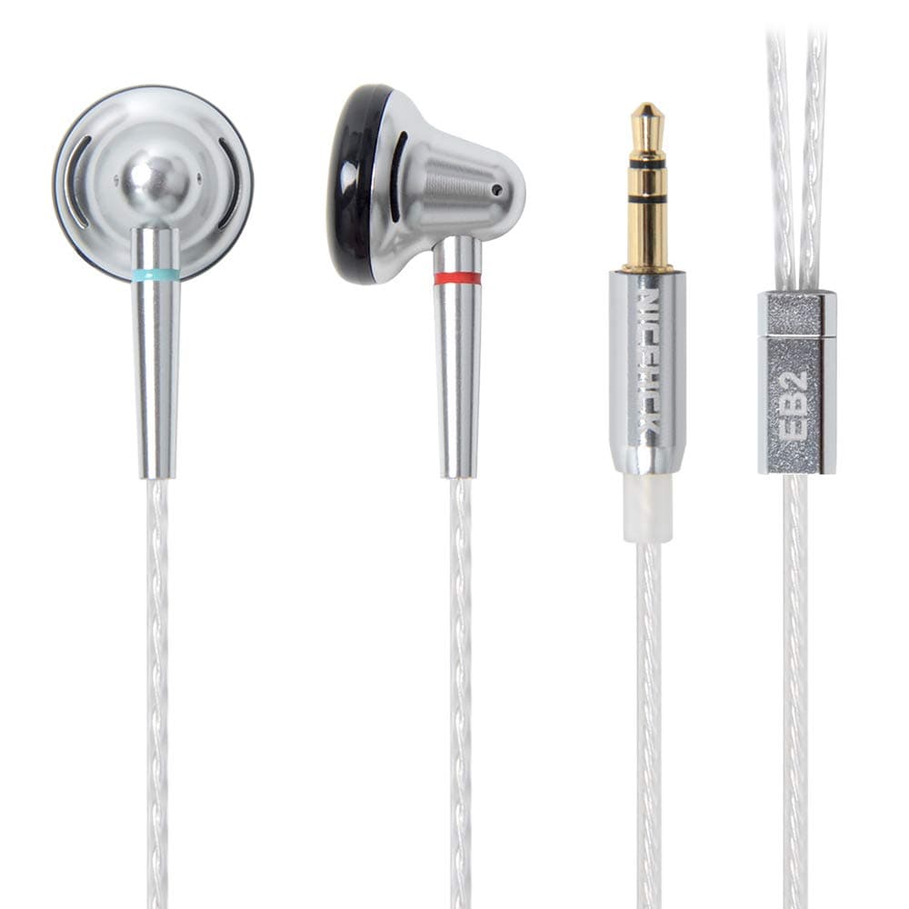 NICEHCK EB2 1DD Earbuds 14.8mm PEK Diaphragm Dynamic Drive Unit Earphone 3.5mm Audio Plug with Sliver Plated Cable HiFi Headset (3.5mm, Sliver)